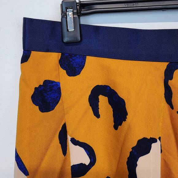 3.1 Phillip Lim Leopard Skater Skirt Size 14 Orange Blue Elastic Waist Chic City - Picture 6 of 11